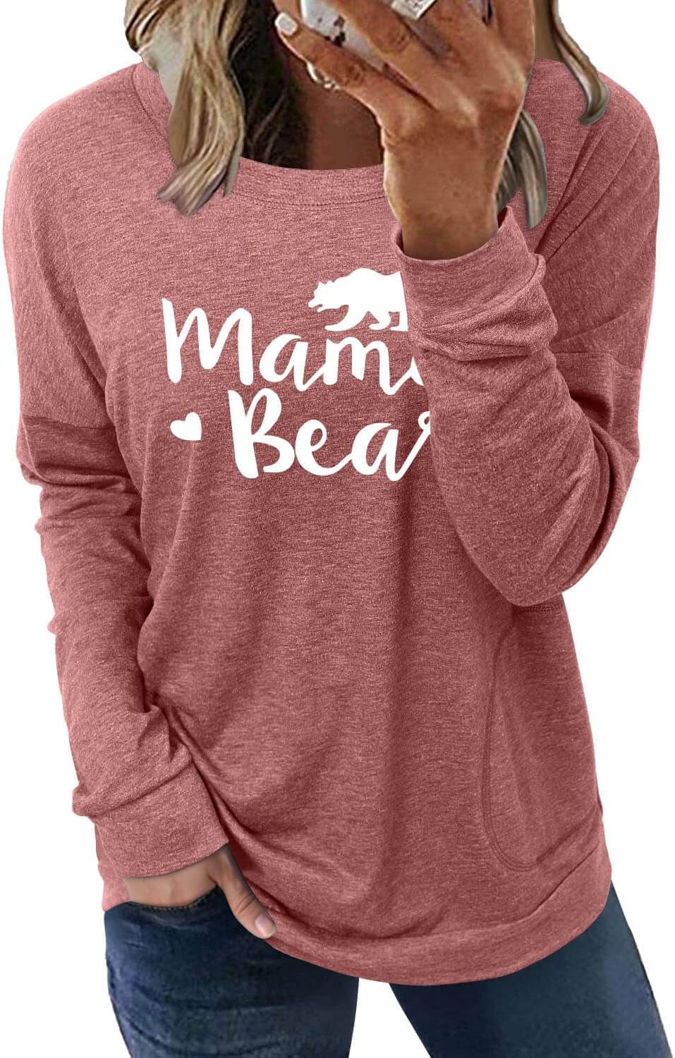 Women's Crewneck Long Sleeve Sweatshirt - Casual Loose Fit Top